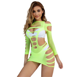 Subblime - 952280 Robe Résille Élastique Manches Longues Vert Taille Unique